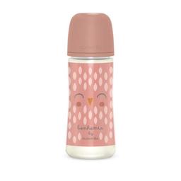 Бутылочка для кормления Suavinex Bonhomia, физиологическая соска, быстрый поток, 360 мл, розовая (307837)