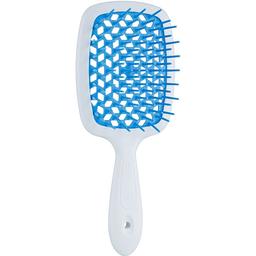 Щітка для волосся Janeke Small Superbrush, 17,5x7x3 см, біла з синім