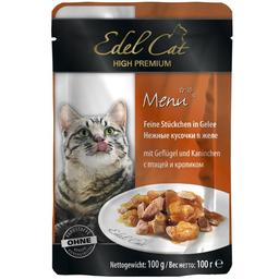 Влажный корм для кошек Edel Cat, пауч с птицей и кроликом в соусе, 100 г (1002026/180013)