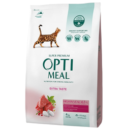 Сухой корм для кошек Optimeal, телятина, 4 кг (B1840501)