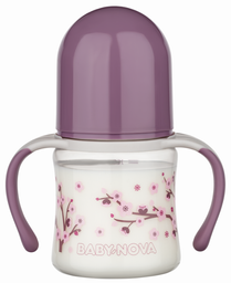 Пляшечка Baby-Nova Декор, з широким горлечком та ручками, 150 мл, бузковий (3966383)
