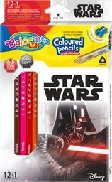 Карандаши цветные Colorino Star Wars, трехгранные, с точилкой, 12 шт., 13 цветов (89458PTR)