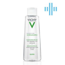 Міцелярна вода Vichy 3в1 Normaderm, для зняття макіяжу та очищення жирної чутливої шкіри обличчя та очей, 200 мл (M3262021)