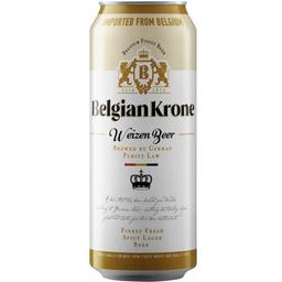 Пиво Belgian Krone Weizen, світле, нефільтроване, 5%, з/б, 0,5 л