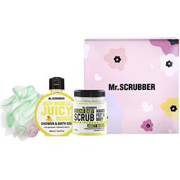 Подарунковий набір Mr.Scrubber Juicy Mango: Цукровий скраб, 300 г + Гель для душу, 300 мл + Мочалка Хмаринка