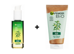Набір крем-гель Garnier Skin Naturals Bio з ефірною олією коноплі, 50 мл + нічна олія Garnier Skin Naturals Bio з ефірною олією коноплі, 30 мл