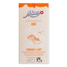 Шоколад молочний Munz, із солоною карамеллю, органік, 100 г (873294)
