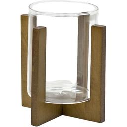 Підсвічник скляний Склоприлад на дерев'яній підставці, 11 см, коричневий (300560)