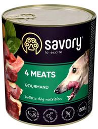 Вологий корм для дорослих собак всіх порід Savory Dog Gourmand, 4 м'яса, 800 г
