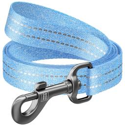 Повідець для собак Waudog Re-cotton, світловідбивний, S, 200х1,5 см, блакитний