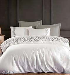 Комплект постельного белья Dantela Vita Victoria gri сатин с вышивкой евро серый (svt-2000022321563)