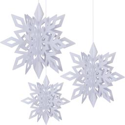 Набор подвесок новогодних бумажных Novogod'ko Снежинки 3D белый 3 шт. (974719)