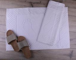 Полотенце для ног Aisha Home Ножки/Ромбы, махровое, жаккард, 70х50 см, белое (5202-1001)