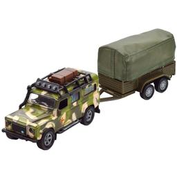 Игровой набор TechnoDrive Land Rover Defender Military с прицепом (520027.270)