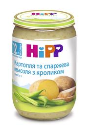 Набір пюре HiPP Картопля і спаржева квасоля з кроликом, 1,320 кг (6 баночок по 220 г)