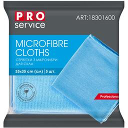 Салфетки PRO Service Professional, для стекла, микрофибра, синий, 5 шт.