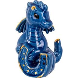 Фігурка декоративна Lefard Дракон із підковою 9 см синя (149-472)