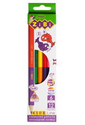Карандаши цветные ZiBi Double Kids Line, 6 шт., 12 цветов (ZB.2462)