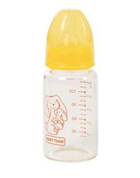 Пляшка для годування Baby Team, скляна, 150 мл, жовтий (1210_зайчик)