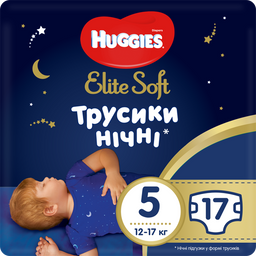 Підгузки-трусики Huggies Elite Soft Overnites 5 (12-17 кг), 17 шт.