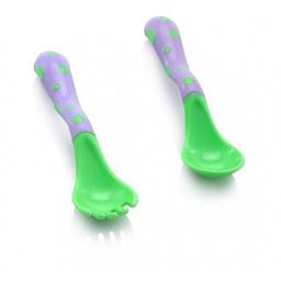 Ложка и вилка Nuby с нескользящим покрытием, фиолетовый с зеленым (5256prplgrn)
