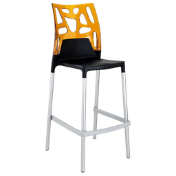 Барный стул Papatya Ego-Rock, черный с оранжевым (815017)