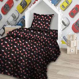 Комплект постельного белья Ecotton Поплин Фламинго, полуторный, 210х147 см, черный (22815)