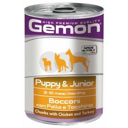 Вологий корм Gemon Dog Wet Puppy&Junior шматочки з індичкою та куркою, 415 г (70387866)