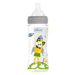 Бутылочка для кормления Chicco Well-Being Physio Colors с силиконовой соской, 330 мл, серый (28637.30)