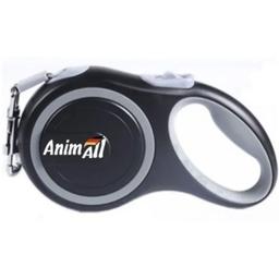 Поводок-рулетка для собак AnimAl, 15 кг, 3 м, серо-черный