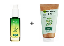 Набір крем-гель Garnier Skin Naturals Bio з ефірною олією коноплі, 50 мл + нічна олія Garnier Skin Naturals Bio з ефірною олією коноплі, 30 мл