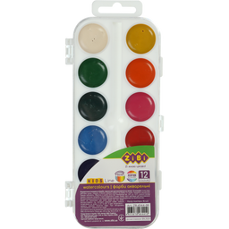 Акварельні фарби ZiBi Kids Line, 12 кольорів, білий (ZB.6544-08)