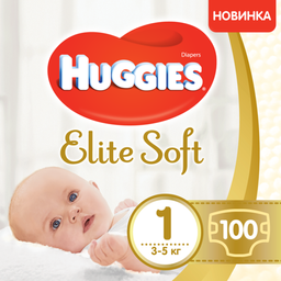 Подгузники Huggies Elite Soft 1 (3-5 кг), 100 шт.