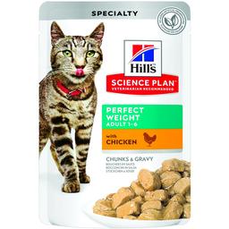 Влажный корм для взрослых кошек Hill's Science Plan Adult Perfect Weight для поддержания оптимального веса, с курицей, 85 г