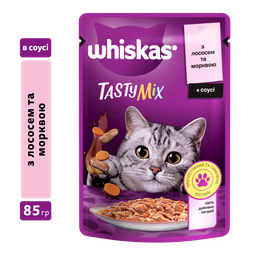 Влажный корм для кошек Whiskas TastyMix, лосось и морковь, 85 г