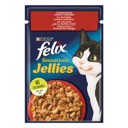 Вологий корм для котів Felix Sensations, з яловичиною та томатами, 85 г