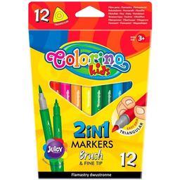 Фломастеры двухсторонние Colorino Brush&Fine tip, 12 цветов (92500PTR)