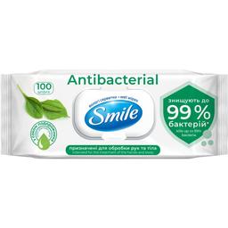 Вологі серветки Smile Antibacterial, з подорожником, 100 шт.
