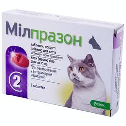 Таблетки Милпразон KRKA, для кошек с массой тела 2-8 кг, 2 шт.