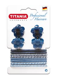 Набір резинок і заколок для волосся Titania Квіточка, синій, 12 шт. (8003)