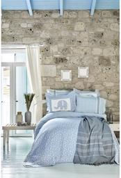 Набор постельное белье с покрывалом и пике Karaca Home Zilonis mavi, евро, голубой, 8 предметов (svt-2000022216784)