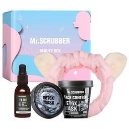 Подарунковий набір Mr.Scrubber Pure&Detox: Маска для обличчя, 150 г + Пов'язка для волосся + Крем для обличчя, 55 мл
