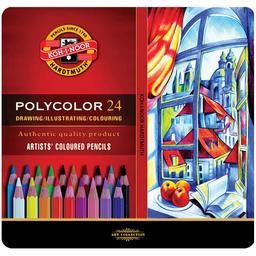 Олівці кольорові художні Koh-i-Noor Polycolor 24 шт. у металевій коробці (3824024002PL)