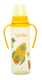 Бутылочка для кормления Lindo, с ручками, 250 мл, желтый (Li 139 жел)