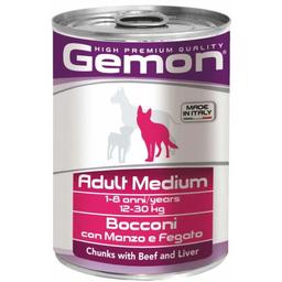 Вологий корм Gemon Dog Wet Medium Adult шматочки з яловичиною та печінкою, 415 г (70387859)