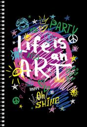 Зошит для записів Student А5, у клітинку, спіраль, 80 л., Life is art (A5-SC-080-6093K)