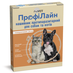 Нашийник для котів та собак ProVET ПрофіЛайн, від зовнішніх паразитів, 35 см, помаранчевий (PR241019)