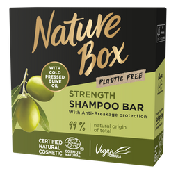 Твердий шампунь Nature Box для зміцнення довгого волосся та протидії ламкості, з оливковою олією холодного віджиму, 85 мл