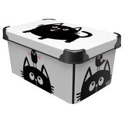 Коробка Qutu Style Box Meow Black, 5 л, 28,5х19х13,5 см, белый (STYLE BOX с/к MEOW BLACK 5л.)