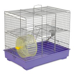 Клетка для грызунов Природа Микки с колесом, серебристый с фиолетовым 37х25х30 см (PR241512)